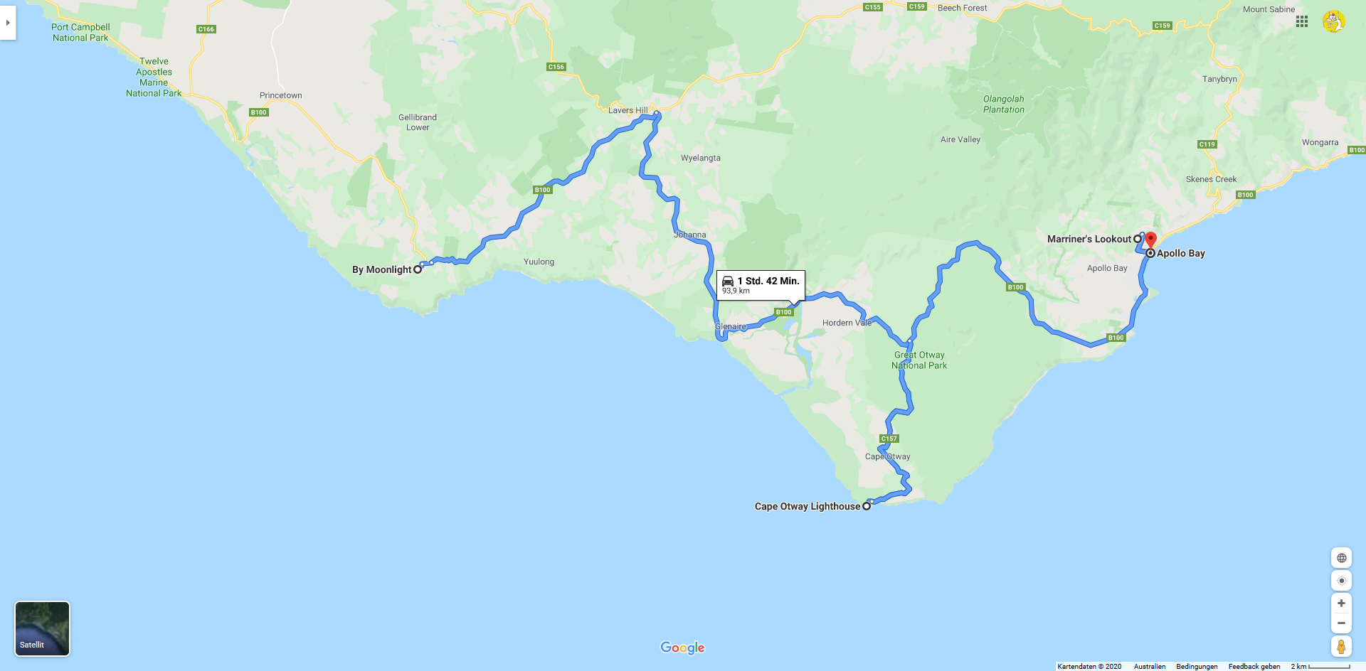 2019 12 20  08 02 Wattle Hill bis Apollo Bay Route